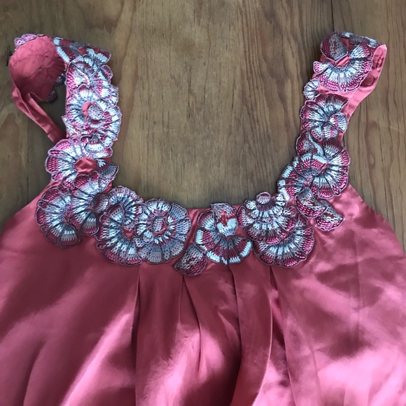 SOLD BCBG Maxazria Silk Bubble Embroidered Dress - Picture 3 of 8